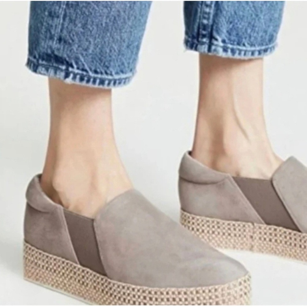 Vince Wilden Coastal Espadrilles Suede Platform Sneakers Gray Slip On Size 9 NEW